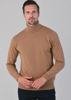 Oxton 1 Ply Cashmere Roll Neck - Savannah