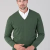 Oxton 1 Ply Cashmere V-Neck - Serpentine