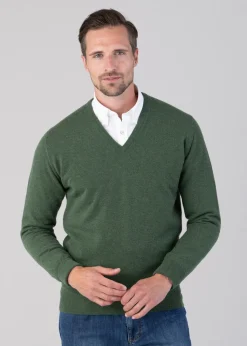 Oxton 1 Ply Cashmere V-Neck - Serpentine