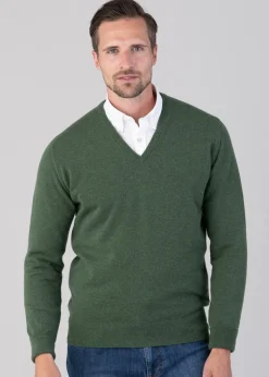 Oxton 1 Ply Cashmere V-Neck - Serpentine
