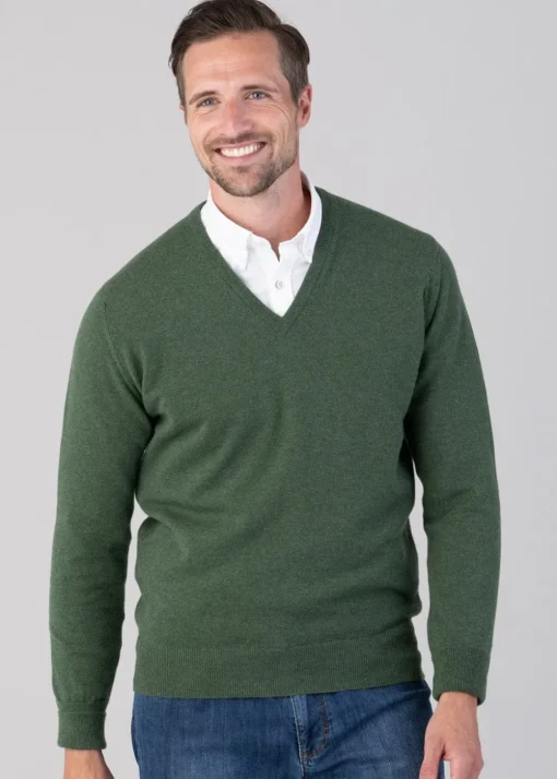 Oxton 1 Ply Cashmere V-Neck - Serpentine
