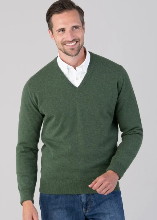 Oxton 1 Ply Cashmere V-Neck - Serpentine
