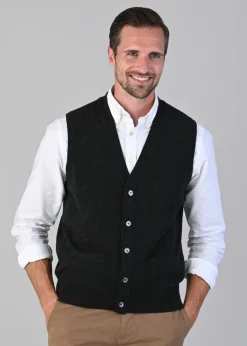 Oxton 1 Ply Cashmere Waistcoat - Charcoal