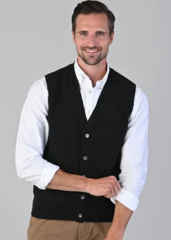 Oxton 1 Ply Cashmere Waistcoat - Charcoal