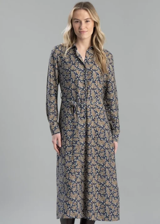 Paisley Shirt Dress - Persian Blue