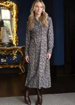 Paisley Shirt Dress - Persian Blue