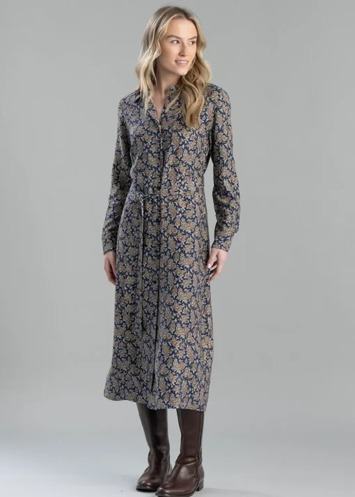 Paisley Shirt Dress - Persian Blue