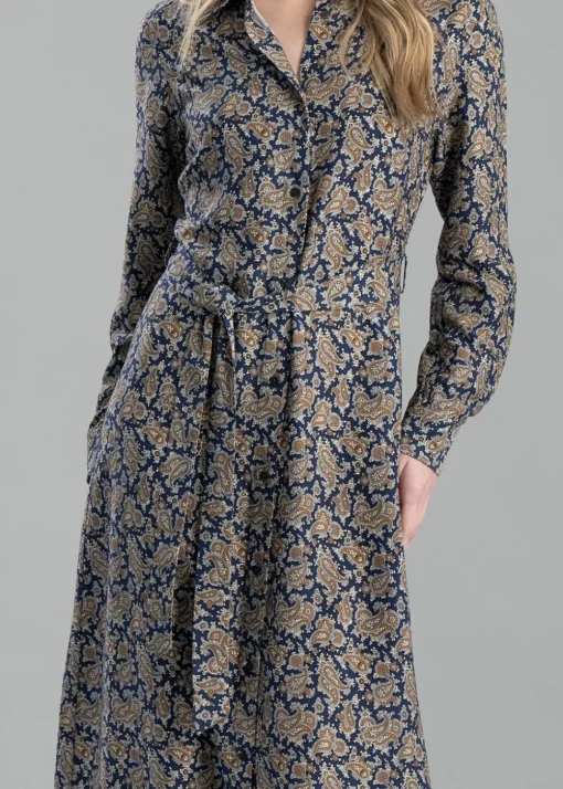 Paisley Shirt Dress - Persian Blue