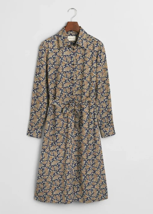 Paisley Shirt Dress - Persian Blue