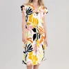 Palm Print Dress - Medal Yellow