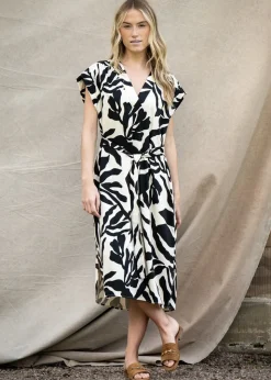 Palm Print Dress - Soft Oat