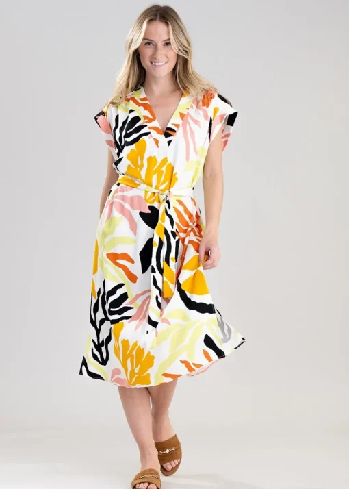 Palm Print Dress - Medal Yellow