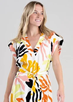 Palm Print Dress - Medal Yellow