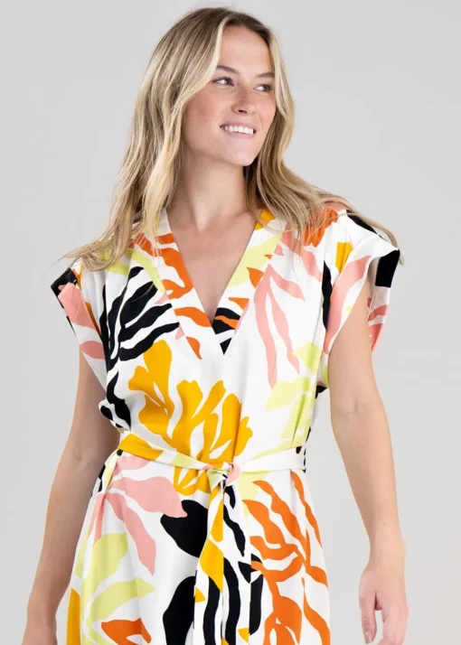 Palm Print Dress - Medal Yellow