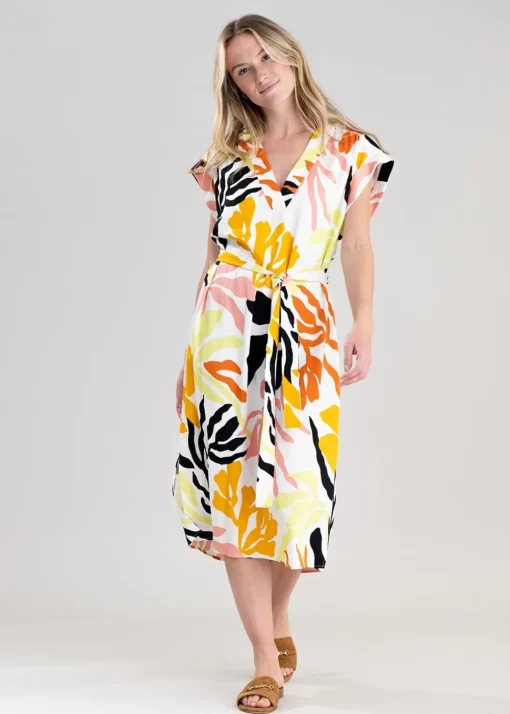 Palm Print Dress - Medal Yellow