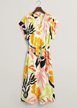 Palm Print Dress - Medal Yellow
