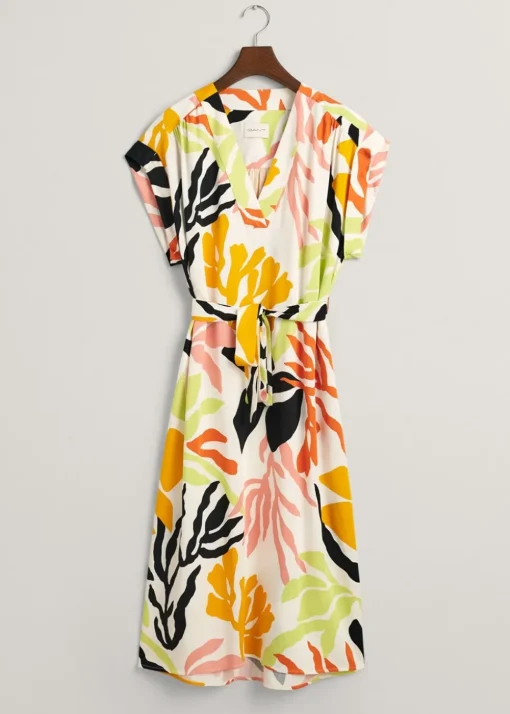 Palm Print Dress - Medal Yellow