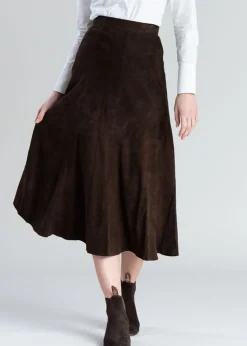 Panel Suede Skirt - Brown