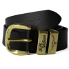 3 Piece 1.5" Brass Buckle Belt - Black