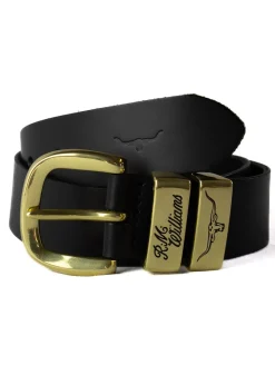 3 Piece 1.5" Brass Buckle Belt - Black