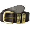 3 Piece 1.5" Brass Buckle Belt - Chestnut