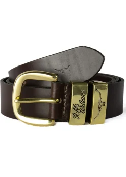 3 Piece 1.5" Brass Buckle Belt - Chestnut