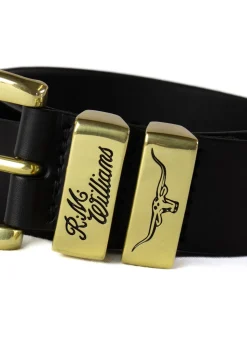 3 Piece 1.5" Brass Buckle Belt - Black