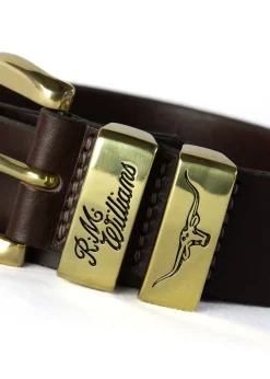 3 Piece 1.5" Brass Buckle Belt - Chestnut