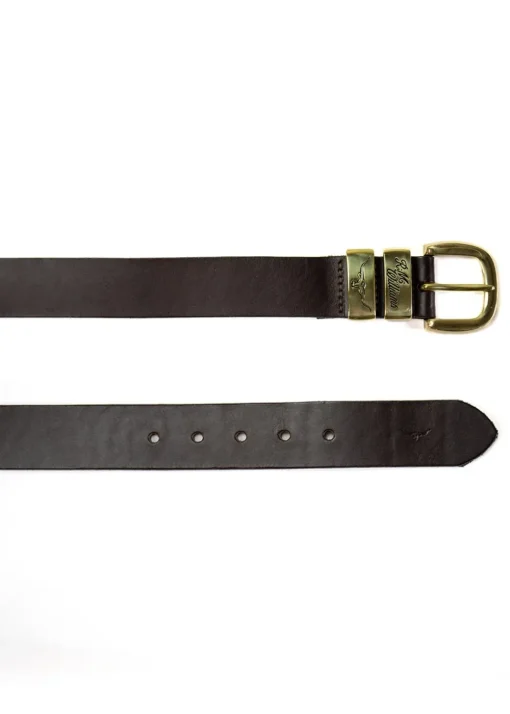 3 Piece 1.5" Brass Buckle Belt - Chestnut
