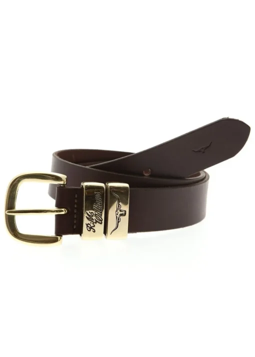 3 Piece 1.5" Brass Buckle Belt - Chestnut