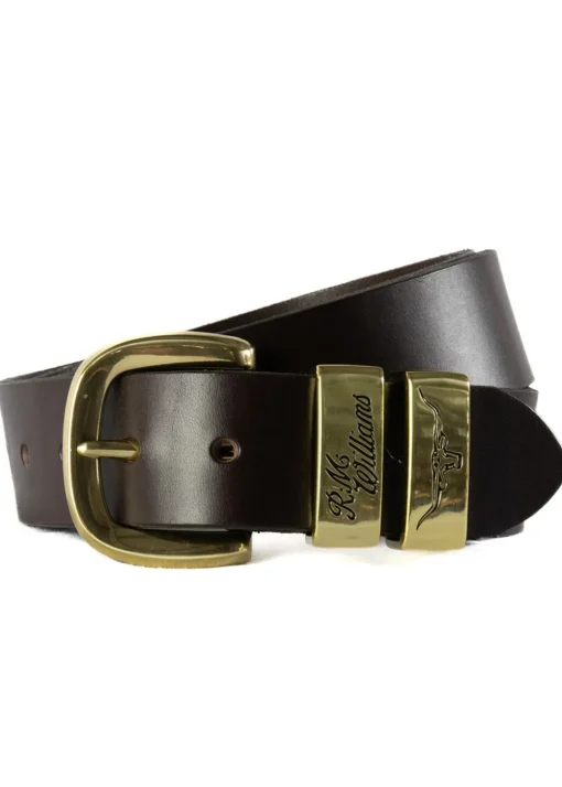 3 Piece 1.5" Brass Buckle Belt - Chestnut