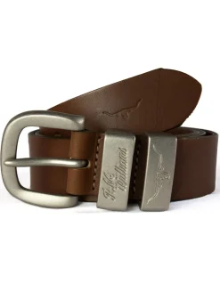 3 Piece 1.5" Silver Buckle Belt - Dark Tan
