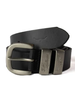 3 Piece 1.5" Silver Buckle Belt - Black