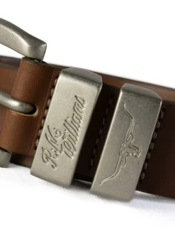 3 Piece 1.5" Silver Buckle Belt - Dark Tan