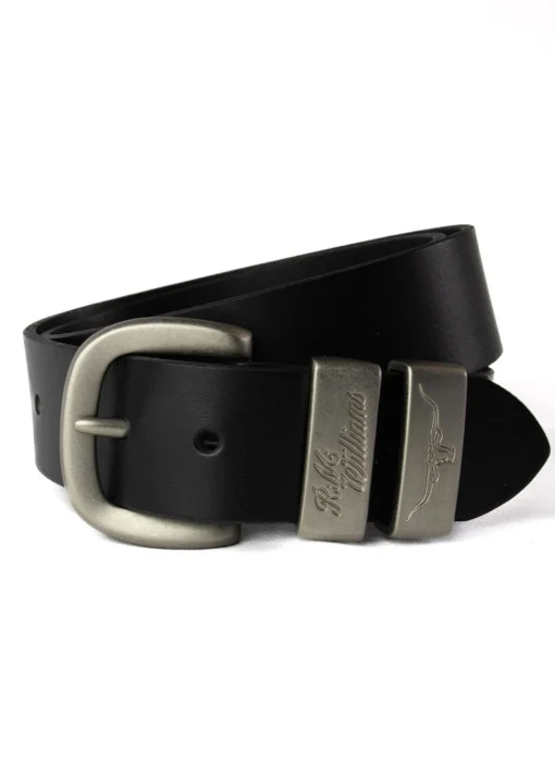 3 Piece 1.5" Silver Buckle Belt - Black