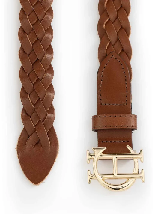 Plaited Slim Belt - Tan