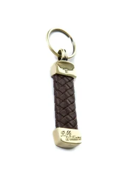 Plaited Tubular Kangaroo Keyring - Brown and Brass
