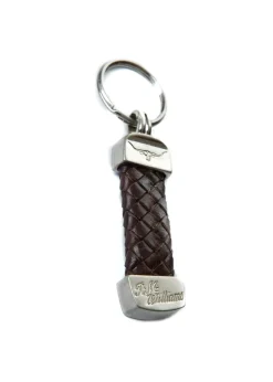 Plaited Tubular Kangaroo Keyring - Brown and Silver