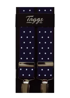 Polka Dot Clip Braces - Navy and White