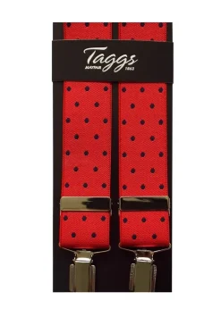 Polka Dot Clip Braces - Navy and Red