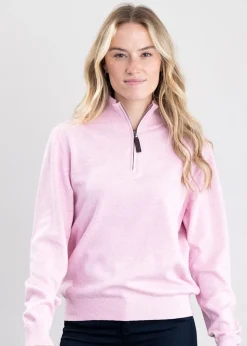 Polperro Pima 1/4 Zip - Pink Marl