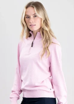 Polperro Pima 1/4 Zip - Pink Marl