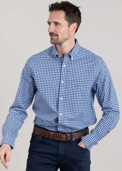 Poplin Gingham Shirt - College Blue