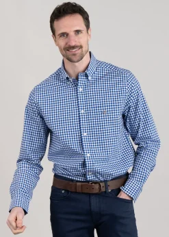 Poplin Gingham Shirt - College Blue