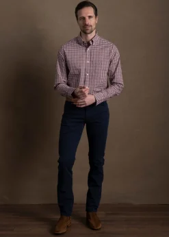 Poplin Gingham Shirt - Wine Red