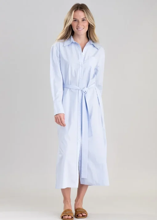 Poplin Shirt Dress - Dove Blue