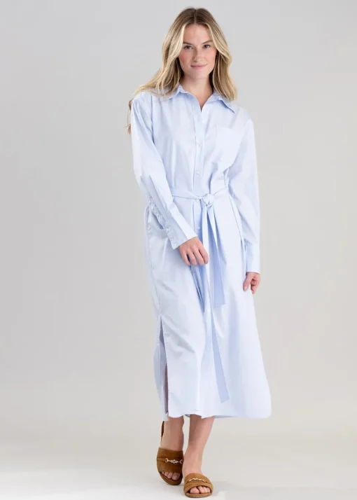Poplin Shirt Dress - Dove Blue