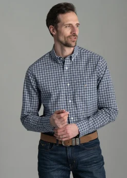 Poplin Small Check Shirt - College Blue