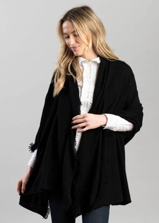 Poppy Cashmere Wrap - Black