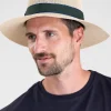 Porth Panama Hat - Navy and Green Stripe